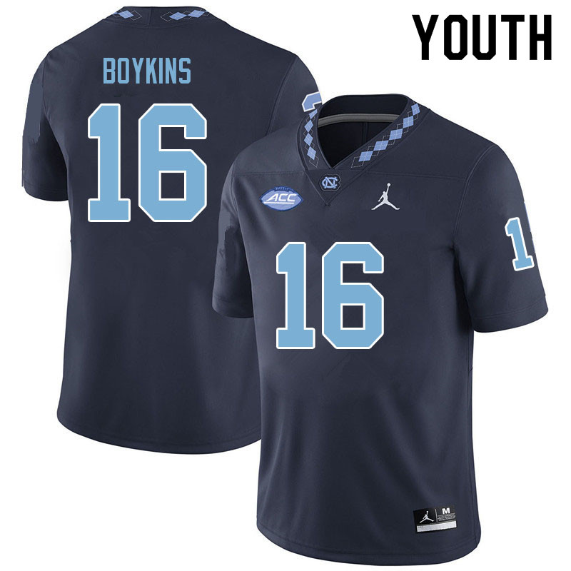 Youth #16 DeAndre Boykins North Carolina Tar Heels College Football Jerseys Sale-Navy